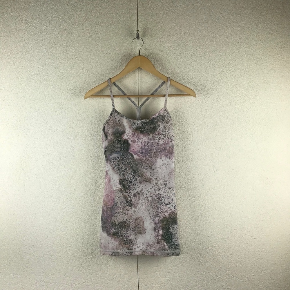 Lululemon l 4 Power Y Pastel Abstract Racerback Athleisure Yoga Sports Bra Tank